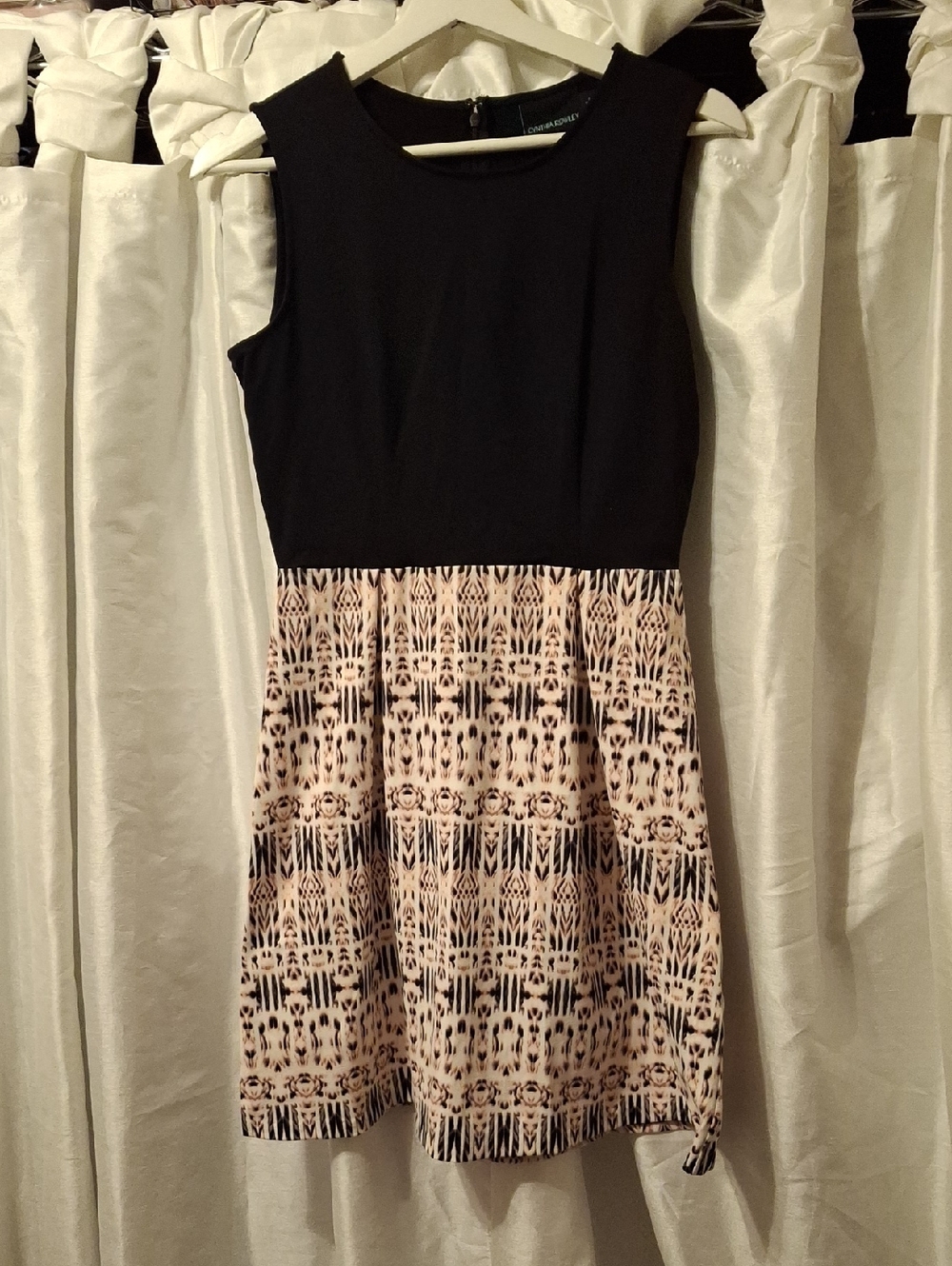 Cynthia Rowley Black & Blush Patterned Midi Dress